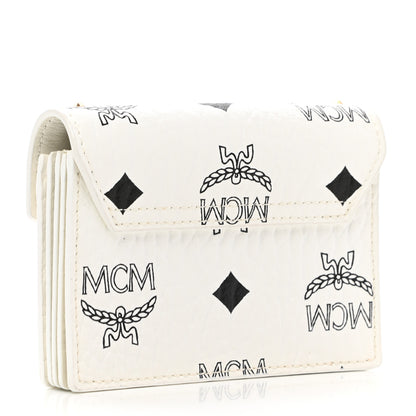 MCM Visetos Mini Accordion Card Wallet White 3 of 7