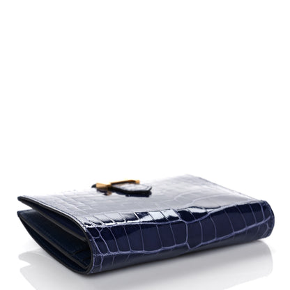 Hermes Shiny Alligator Bearn Compact Wallet Bleu Electrique 4 of 12