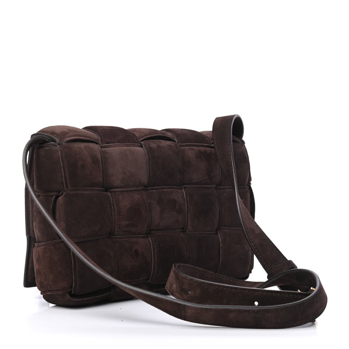 Suede Maxi Intrecciato Padded Cassette Crossbody Bag Fondant