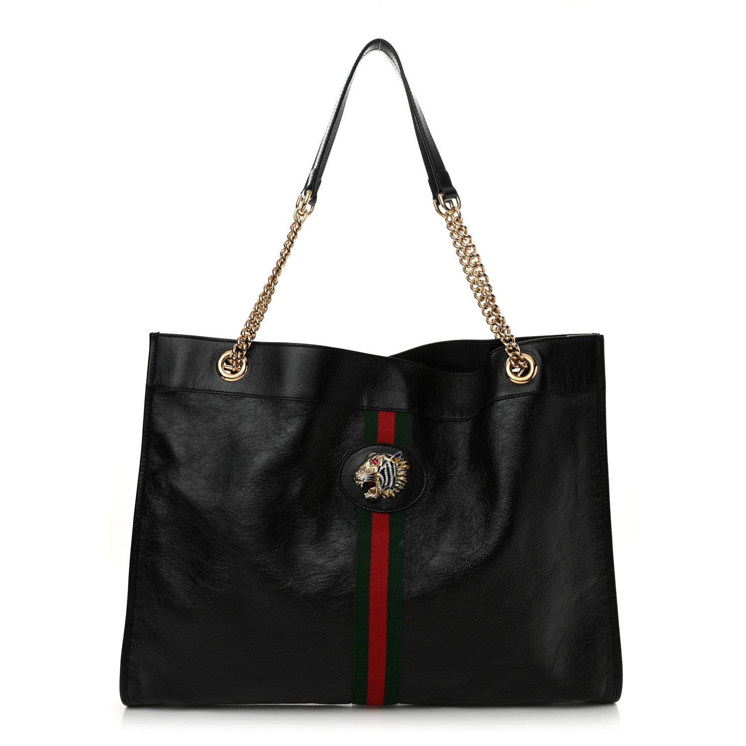Gucci Calfskin Maxi Rajah Chain Tote Black 1611248 – FASHIONPHILE