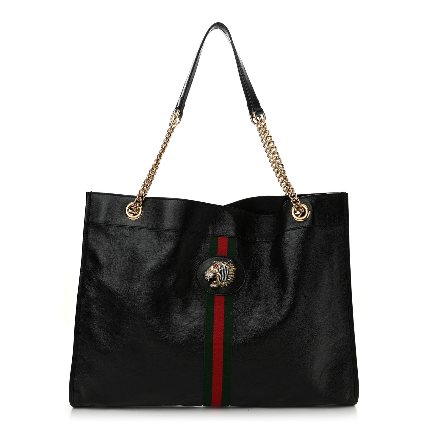 Calfskin Maxi Rajah Chain Tote Black