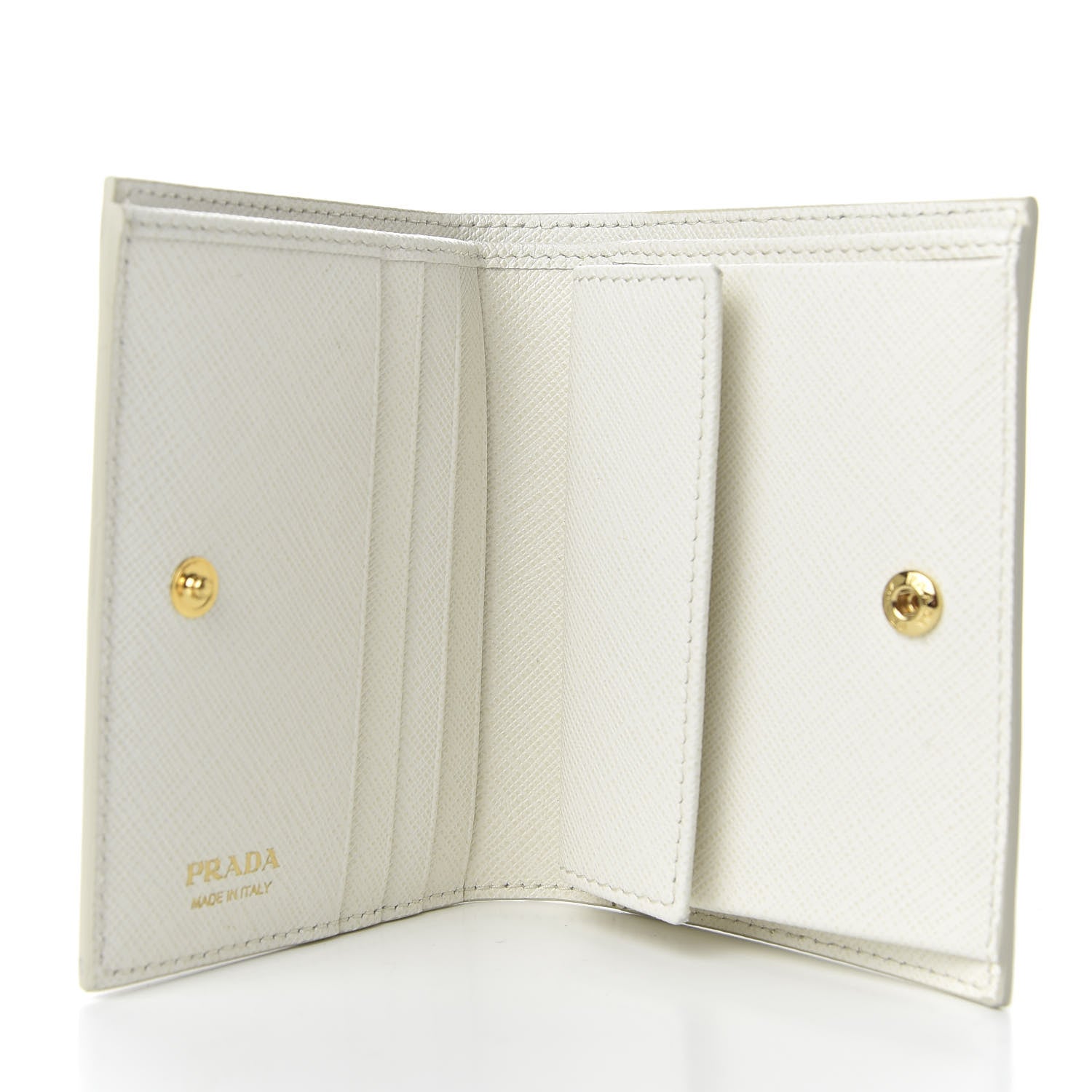 Prada Saffiano Print Lipstick Print Bi-Fold Wallet White Dis 5 of 7