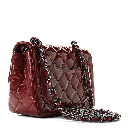 Chanel Patent Quilted Mini Square Flap Dark Red 3 of 11
