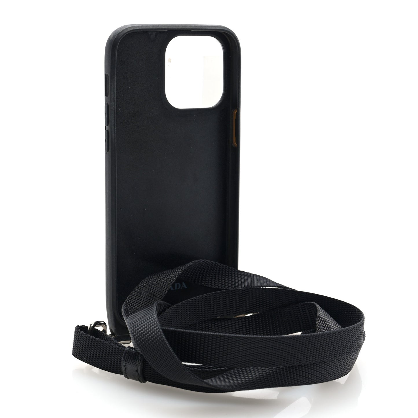 Saffiano iPhone 16 Pro Max Case With Strap Black