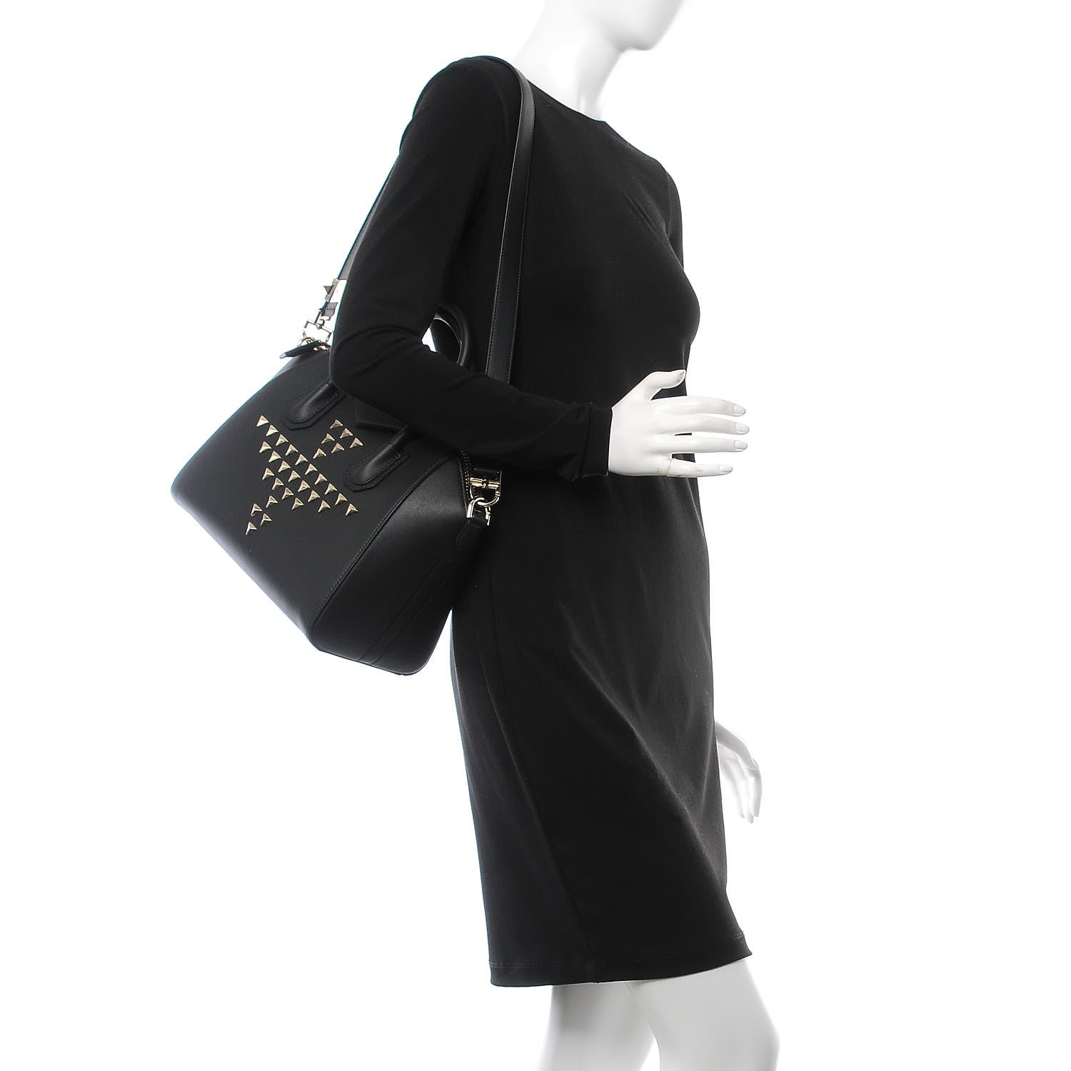 Givenchy Calfskin Triangle Studded Small Antigona Black 2 of 8