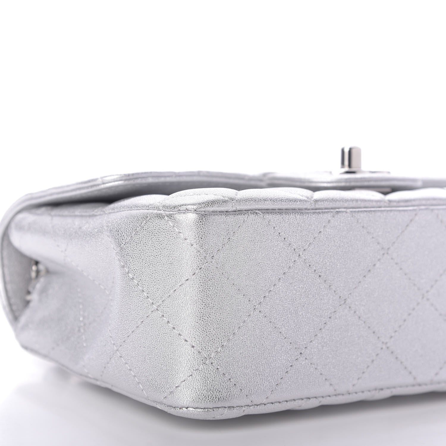 Chanel Metallic Lambskin Quilted Mini Rectangular Flap Silver 6 of 9