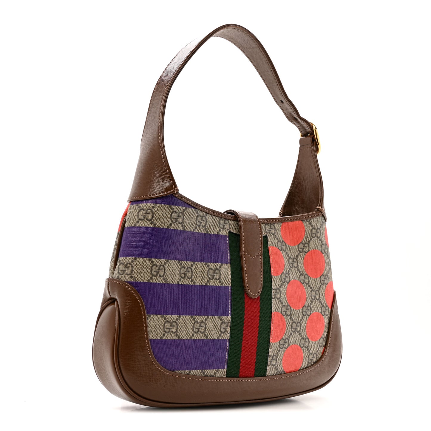 GG Supreme Monogram Azalea Calfskin Print Web Small Jackie 1961 Hobo Multicolor