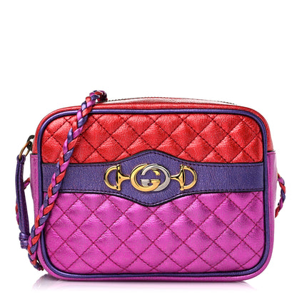 Gucci Laminated Nappa Trapuntata Mini Zumi Shoulder Bag Rosso Fuxia Bizantin 1 of 9