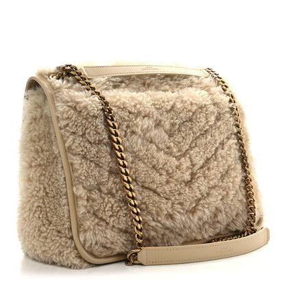 Saint Laurent Calfskin Shearling Monogram Medium Niki Chain Satchel Natural Beige 3 of 10