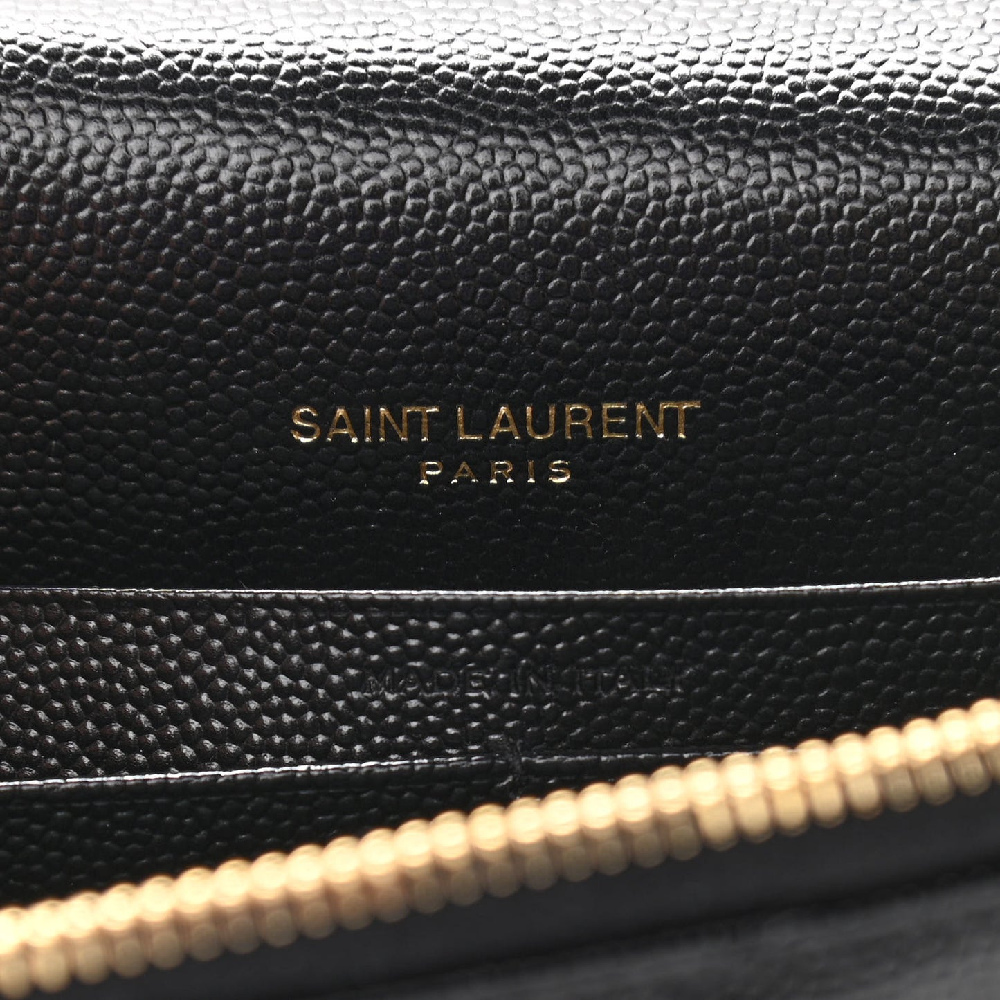 Grain De Poudre Matelasse Chevron Monogram Envelope Chain Wallet Black