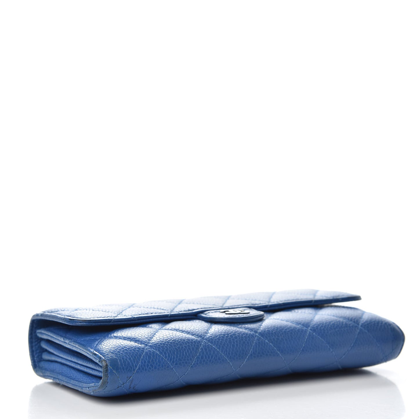 Caviar Quilted Large Flap Wallet Blue