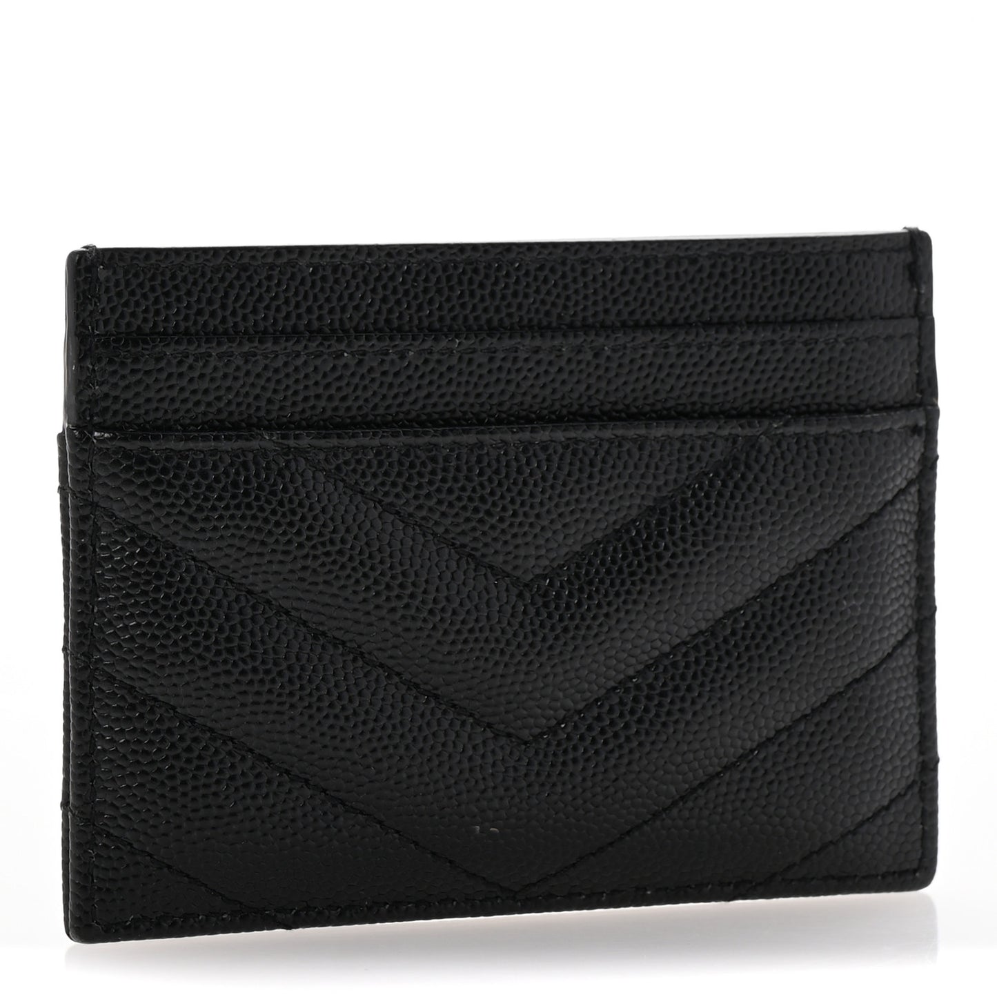 Grain De Poudre Matelasse Chevron Monogram Credit Card Case Black
