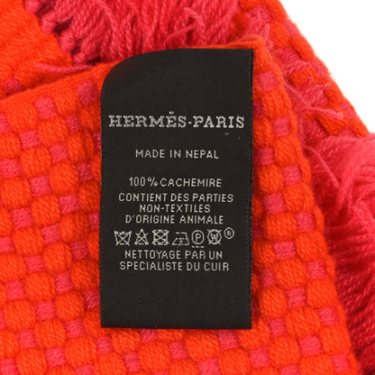 Hermes Cashmere Honeycomb Muffler Scarlet 3 of 3