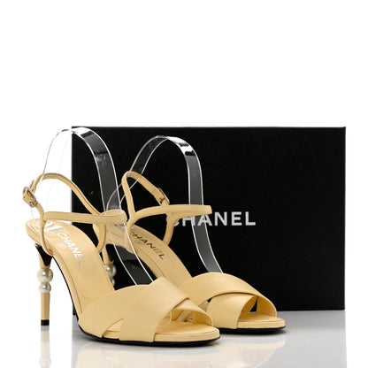 Chanel Lambskin Pearl Sandals 41 Yellow 9 of 9