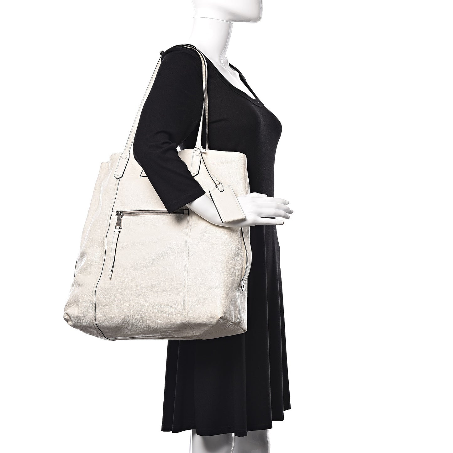 Glace Calf Etiquette Shoulder Tote Bianco Astra