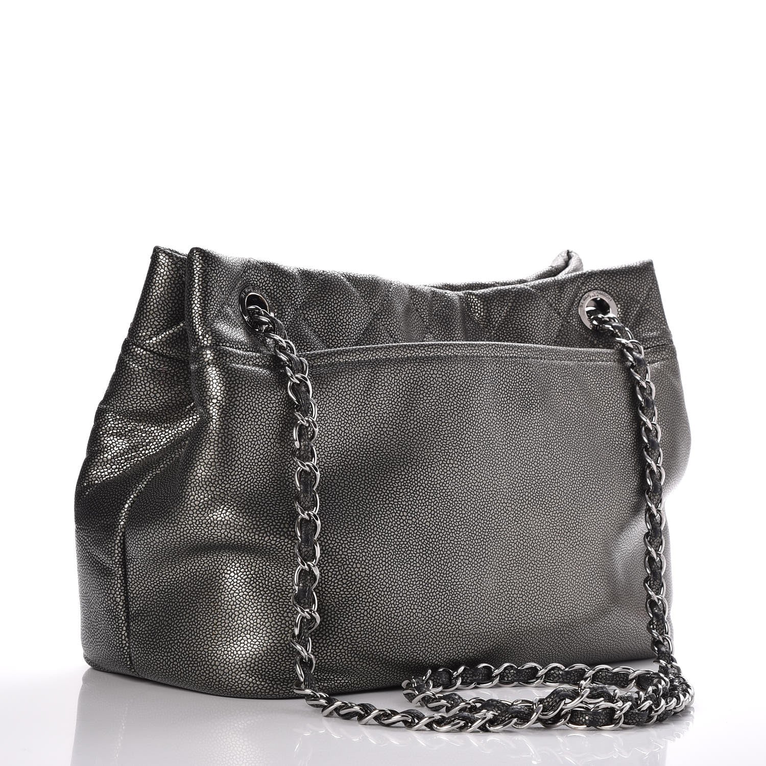 Chanel Metallic Caviar Quilted CC Timeless Tote Dark Silver 3 of 10