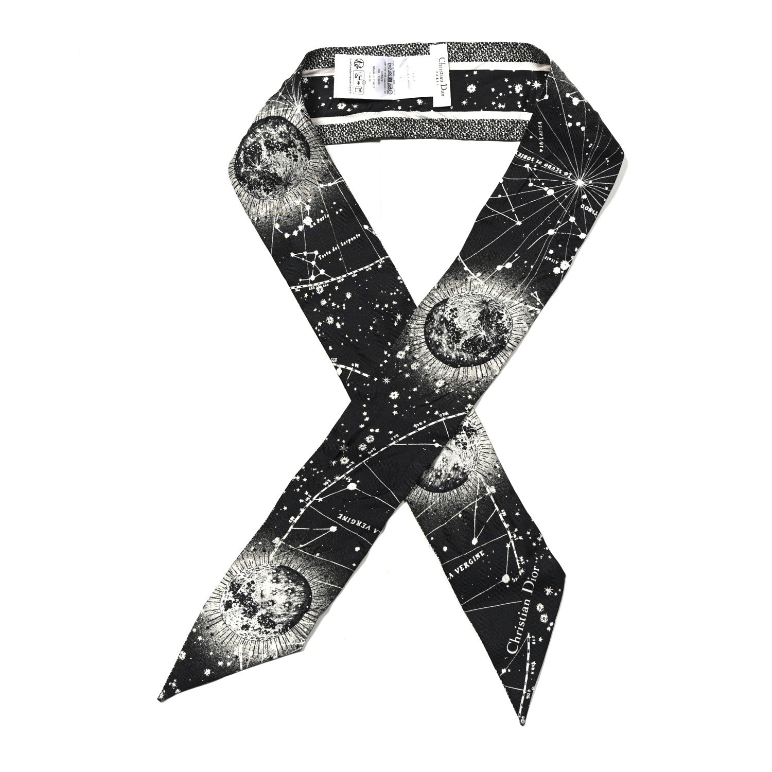 Christian Dior Silk Zodiac Aries Mitzah Scarf Black 1 of 4