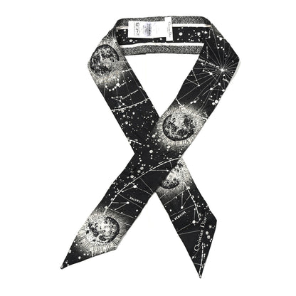Christian Dior Silk Zodiac Aries Mitzah Scarf Black 1 of 4