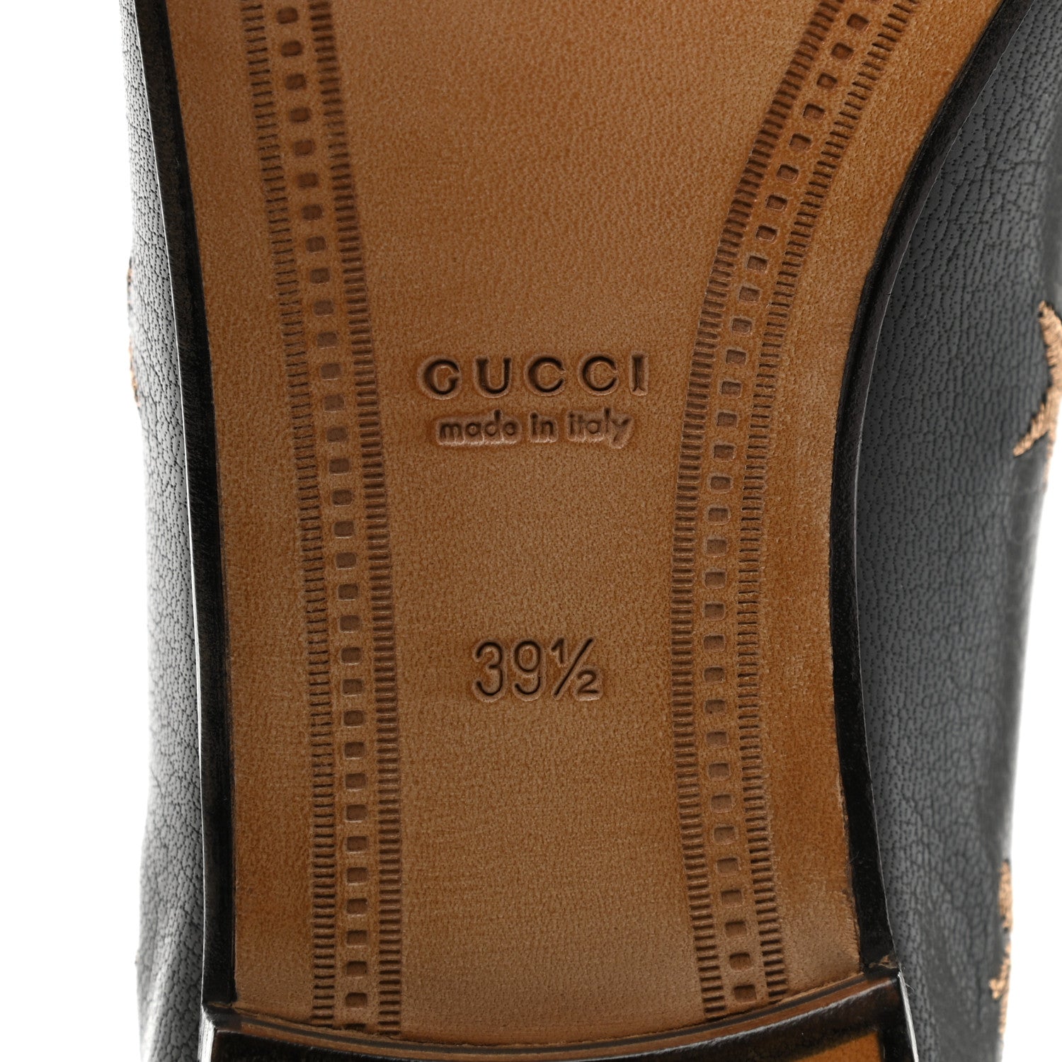 Gucci Goatskin Bee Star Embroidered Womens Jordaan Loafers 37 Black 6 of 9