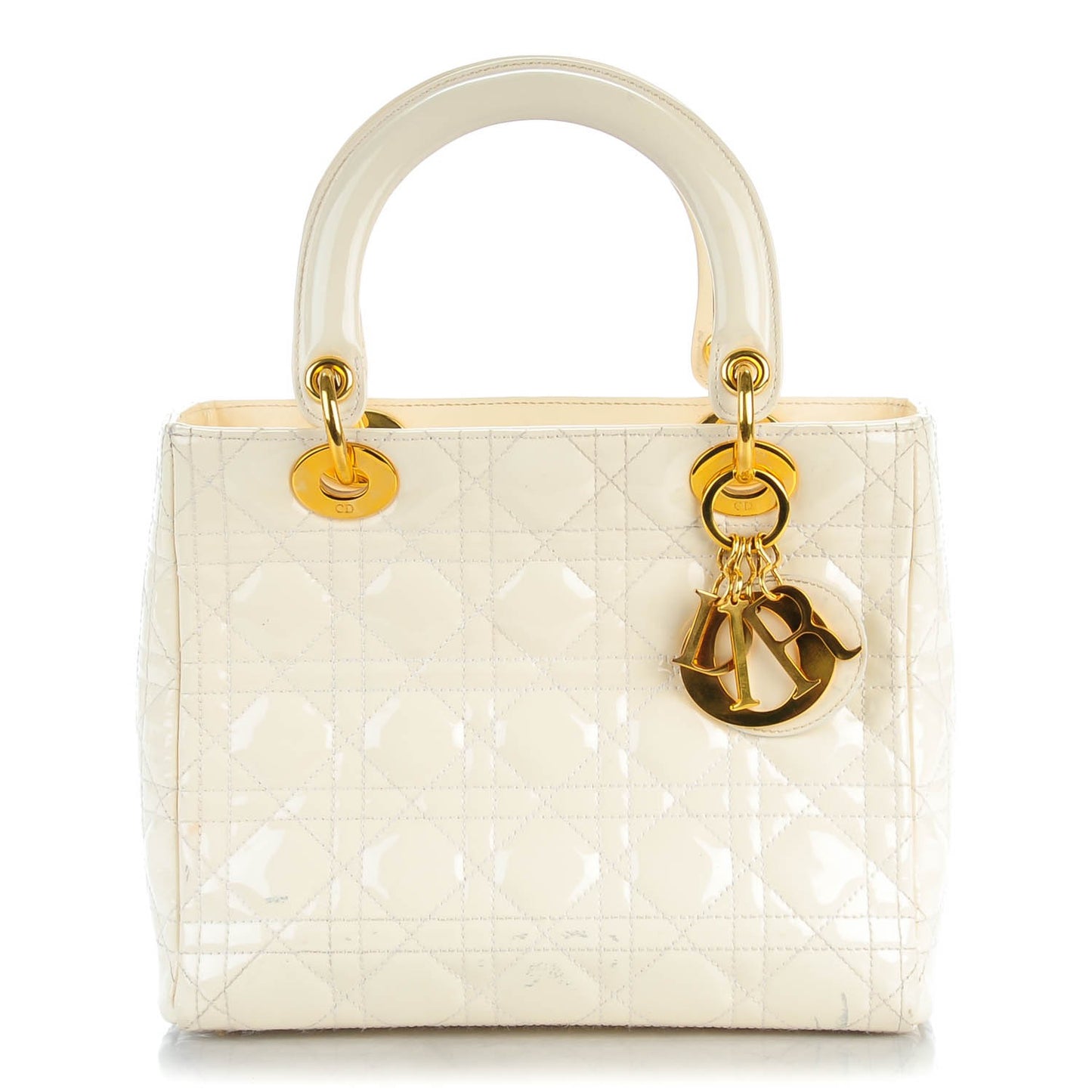 Patent Cannage Medium Lady Dior White