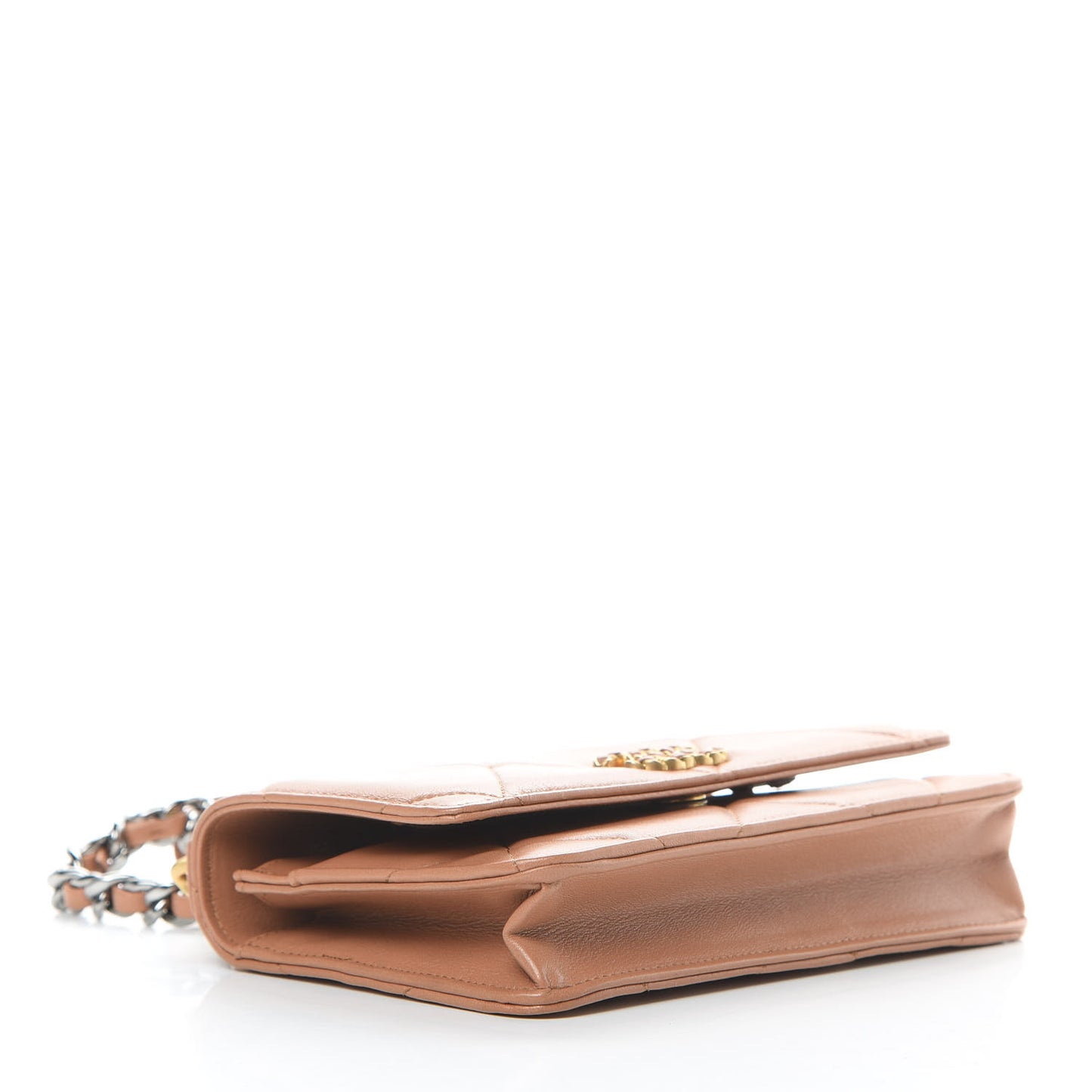 Lambskin Quilted 19 Wallet On Chain WOC Brown
