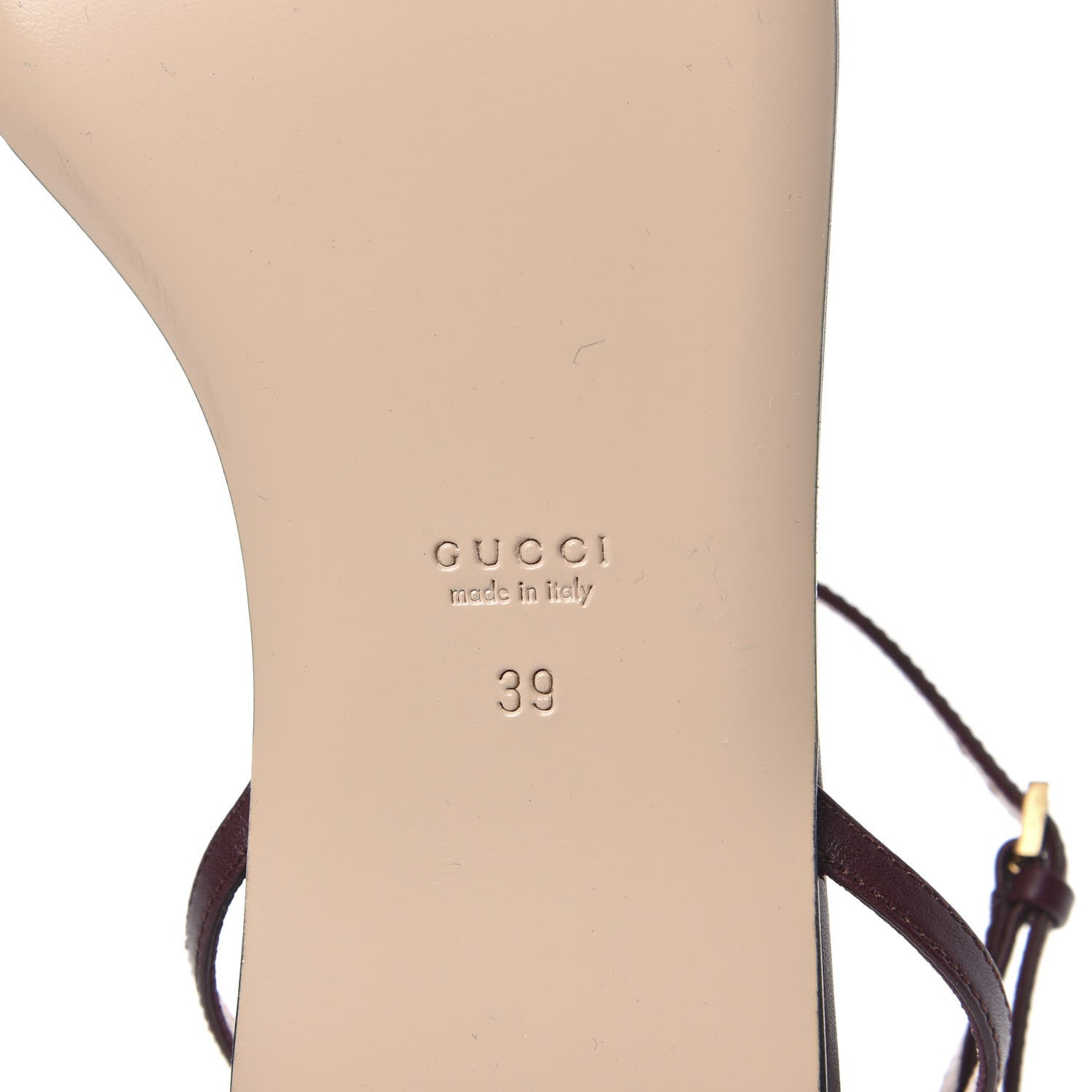 Gucci Lifford Calfskin GG Marmont Ankle Wrap Flat Sandals 39 Vintage Bordeaux 7 of 7