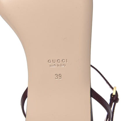 Gucci Lifford Calfskin GG Marmont Ankle Wrap Flat Sandals 39 Vintage Bordeaux 7 of 7