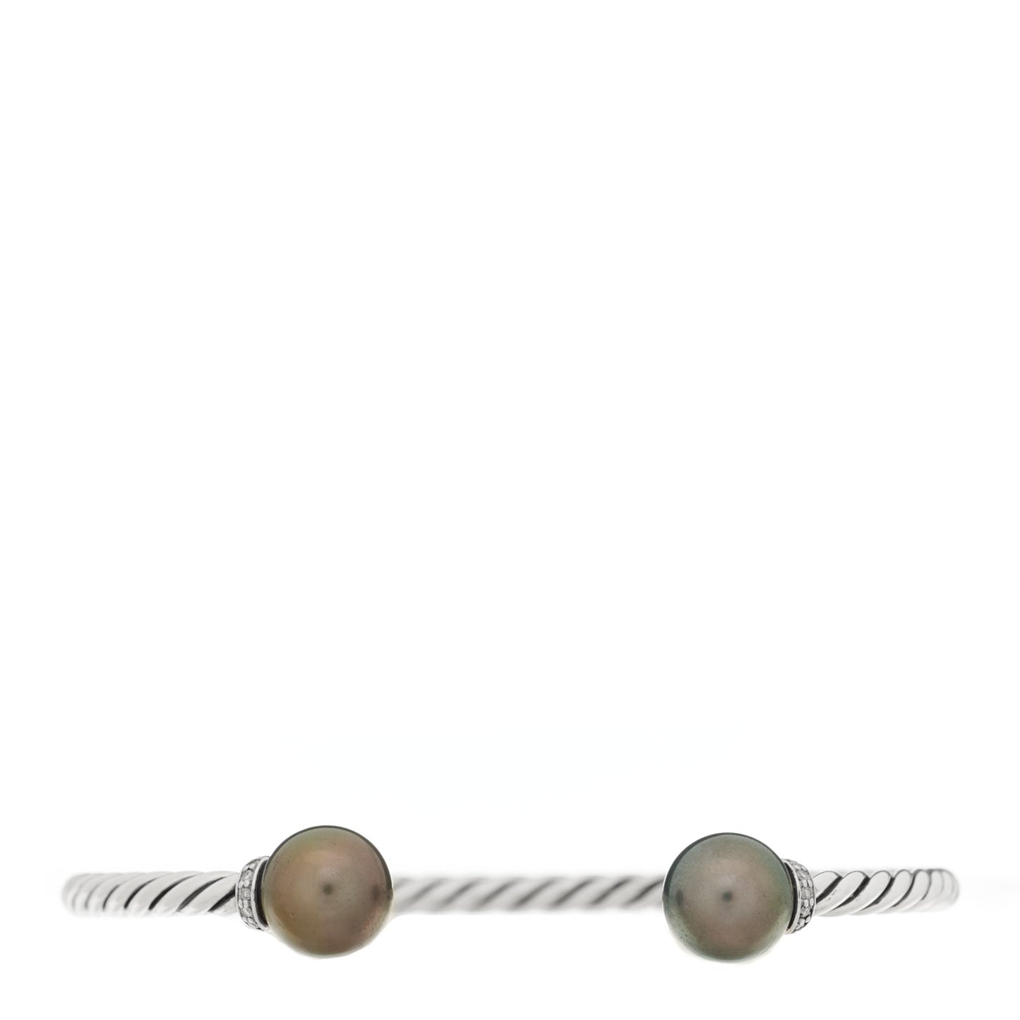 Sterling Silver Diamond Tahitian Pearl 9.5-10mm Solari Bracelet