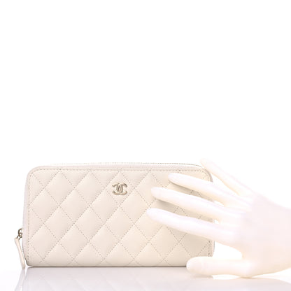 Chanel Caviar Quilted Large Gusset Zip Around Wallet White 2 of 17