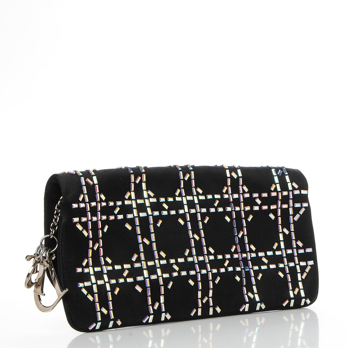Satin Beaded Clutch Black