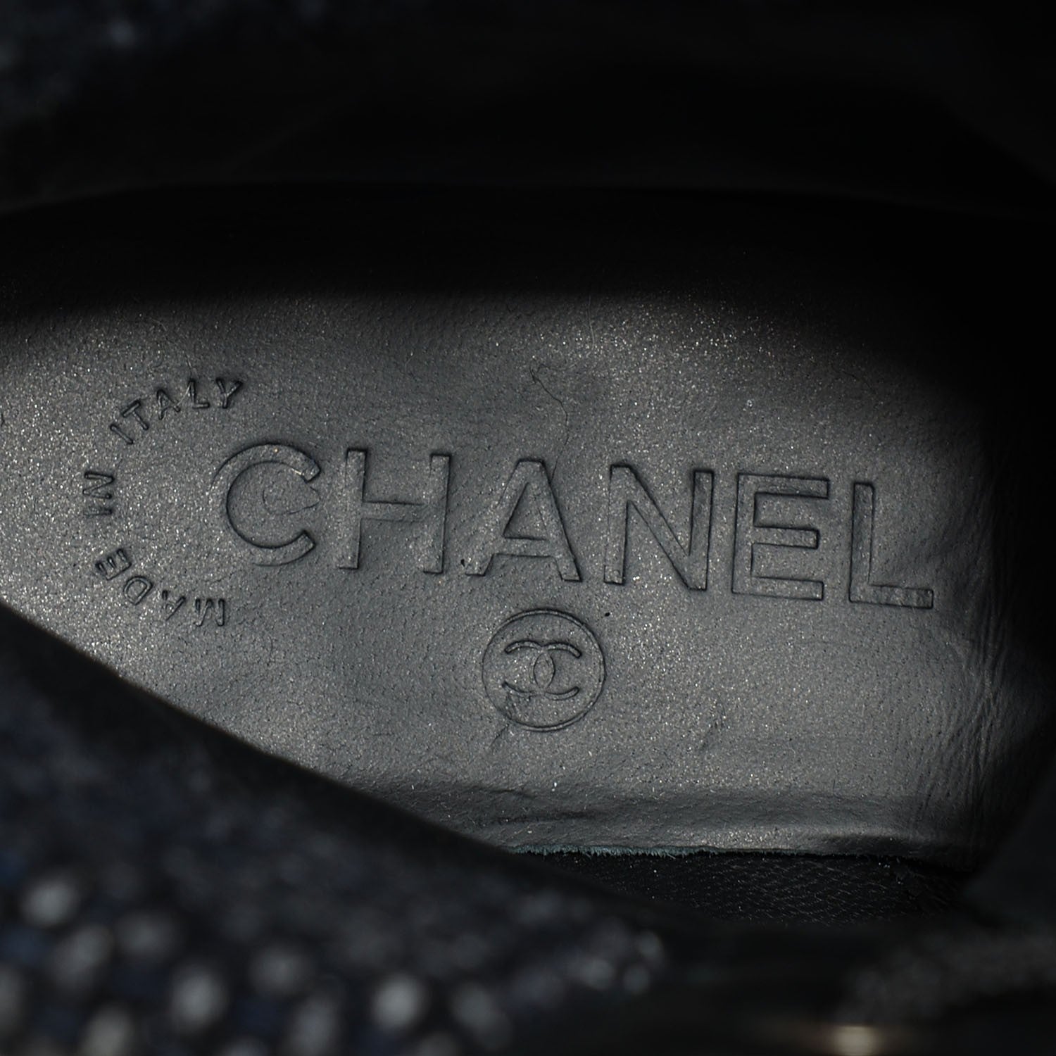 Chanel Calfskin Wool Combat Boots 36.5 Black 8 of 8