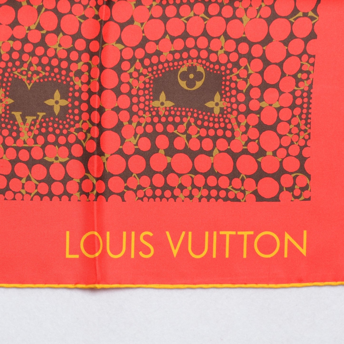 Silk Monogram Kusama Town Square Scarf Red