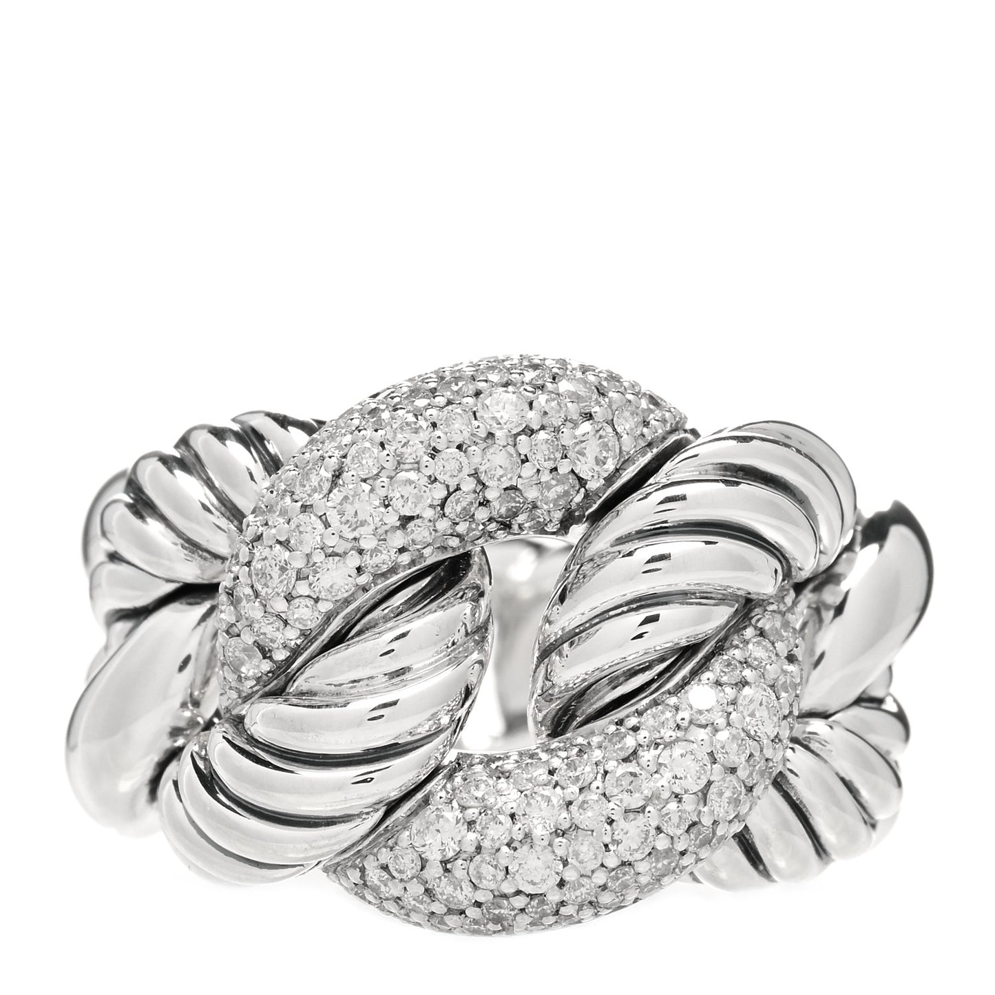 Sterling Silver Pave Diamond Belmont Ring 54 6.75