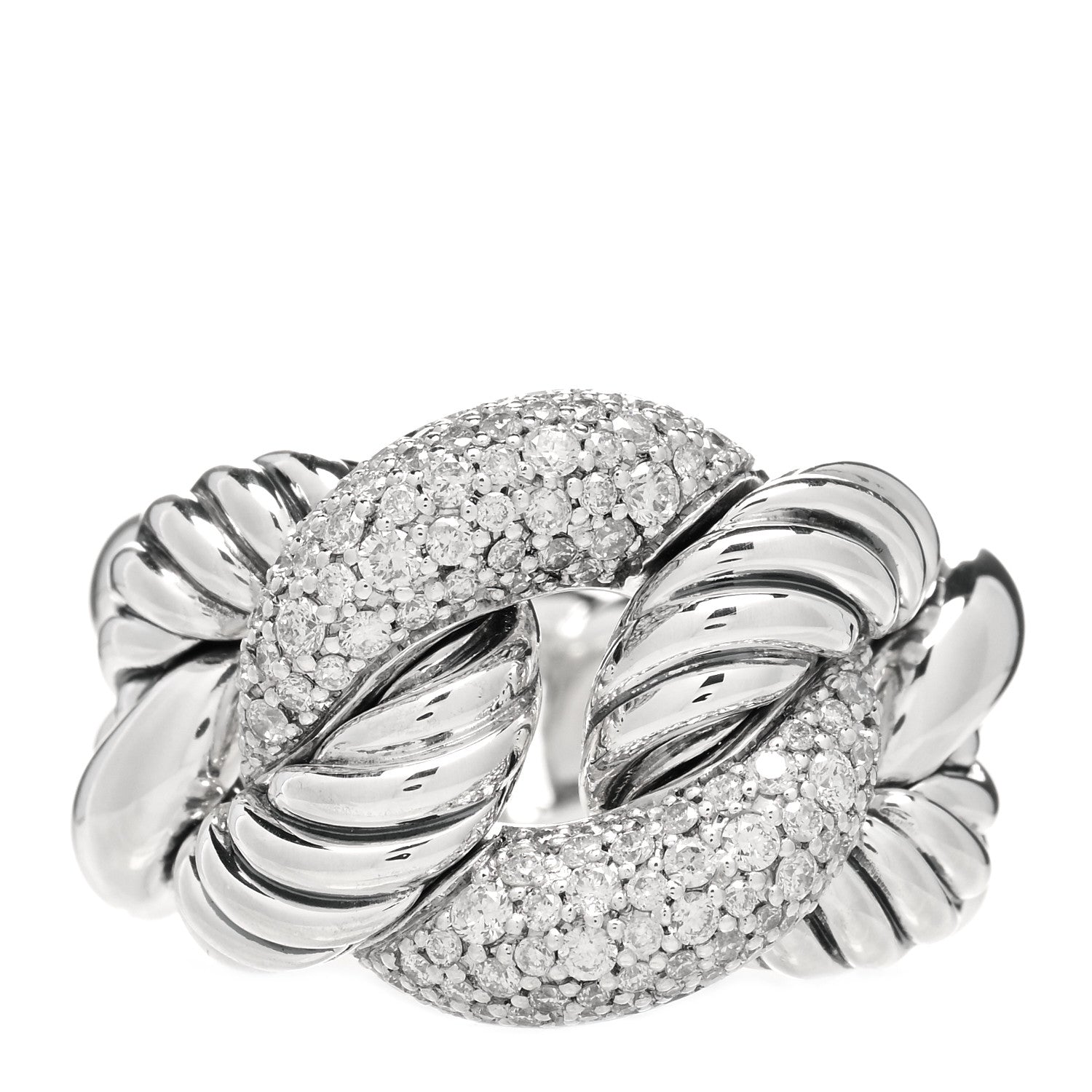 David Yurman Sterling Silver Pave Diamond Belmont Ring 54 6.75 1 of 4