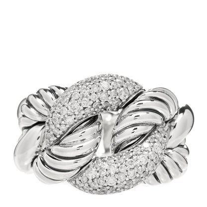 David Yurman Sterling Silver Pave Diamond Belmont Ring 54 6.75 1 of 4