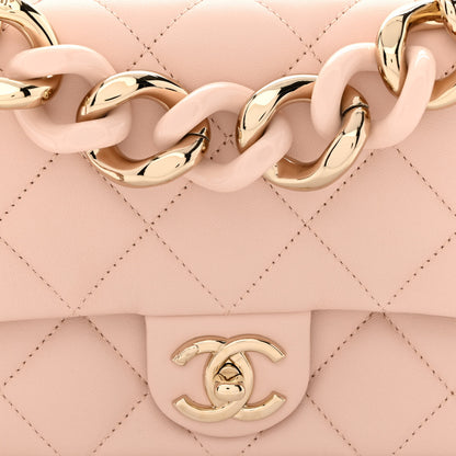 Chanel Lambskin Quilted Resin Bi-Color Chain Flap Bag Light Beige 8 of 11