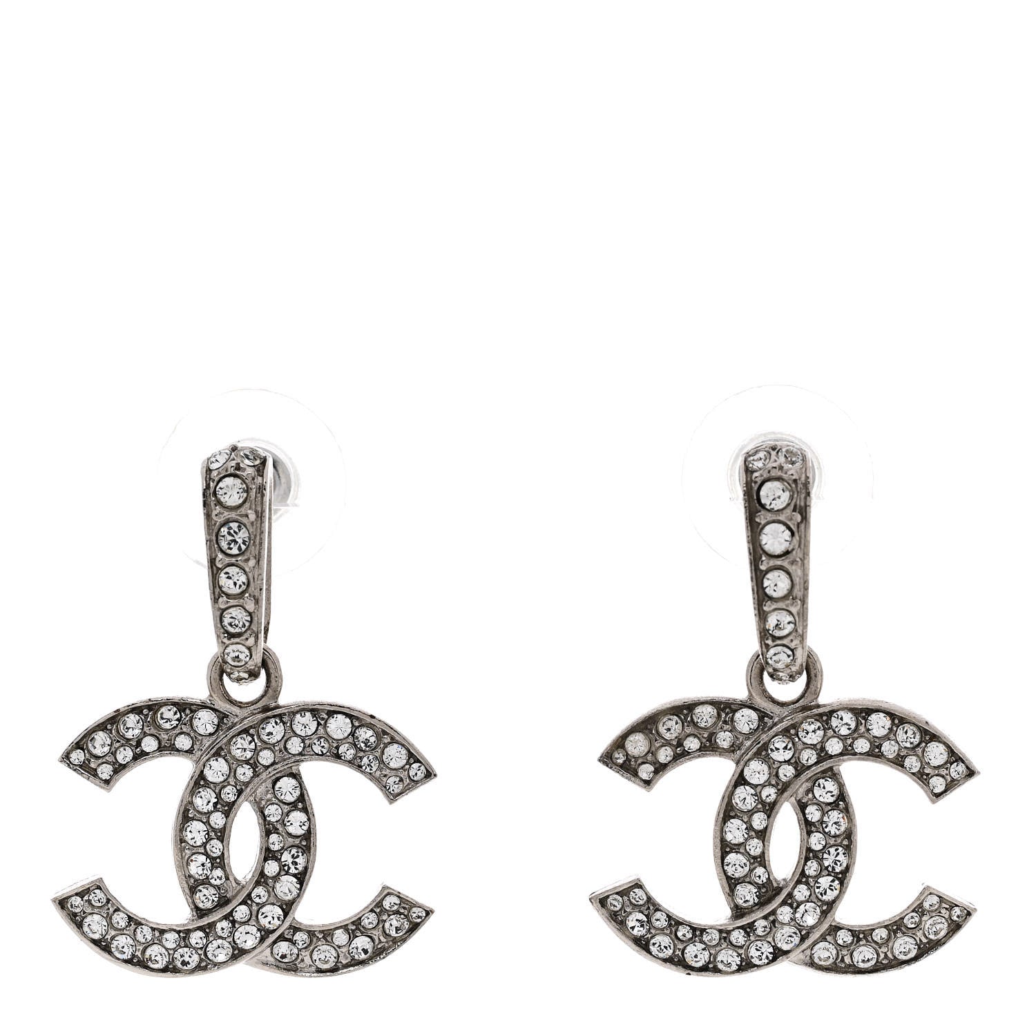 Chanel Crystal Palais Garnier CC Drop Earrings Silver 1 of 5