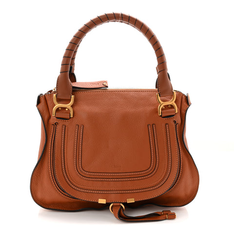 Calfskin Small Marcie Satchel Tan