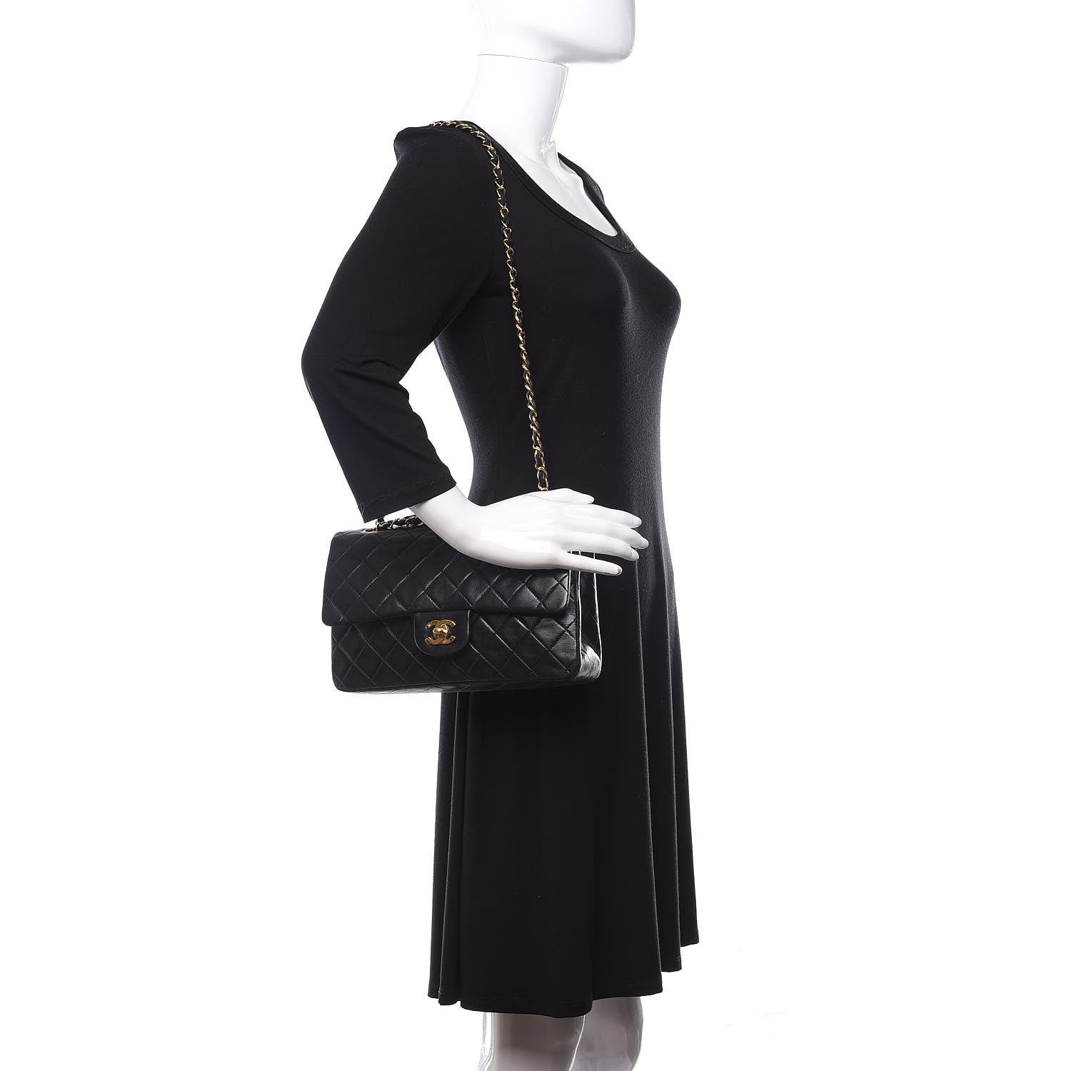 Chanel Lambskin Quilted Medium Double Flap Black 2 of 11