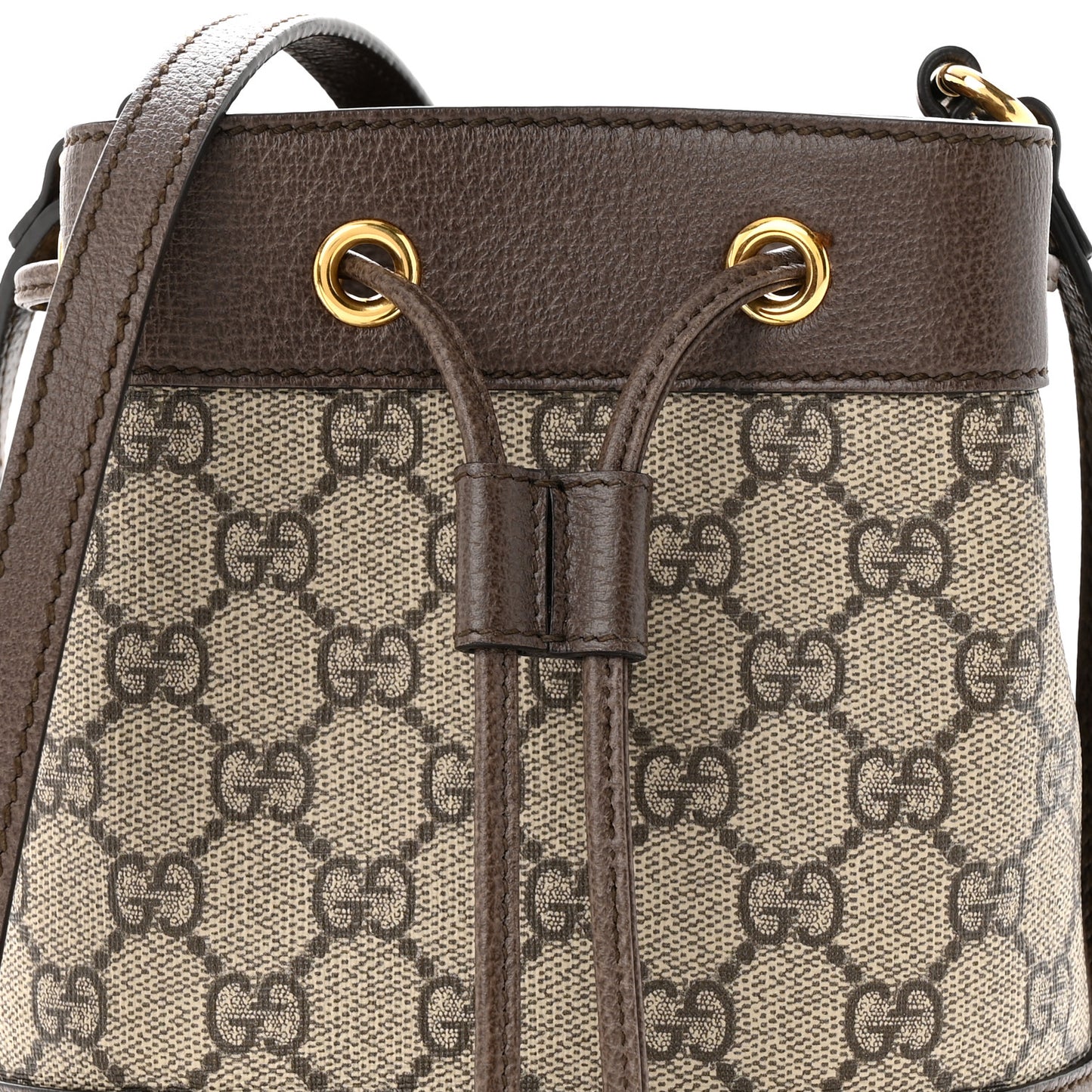 GG Supreme Monogram Web Mini Ophidia Bucket Bag Brown