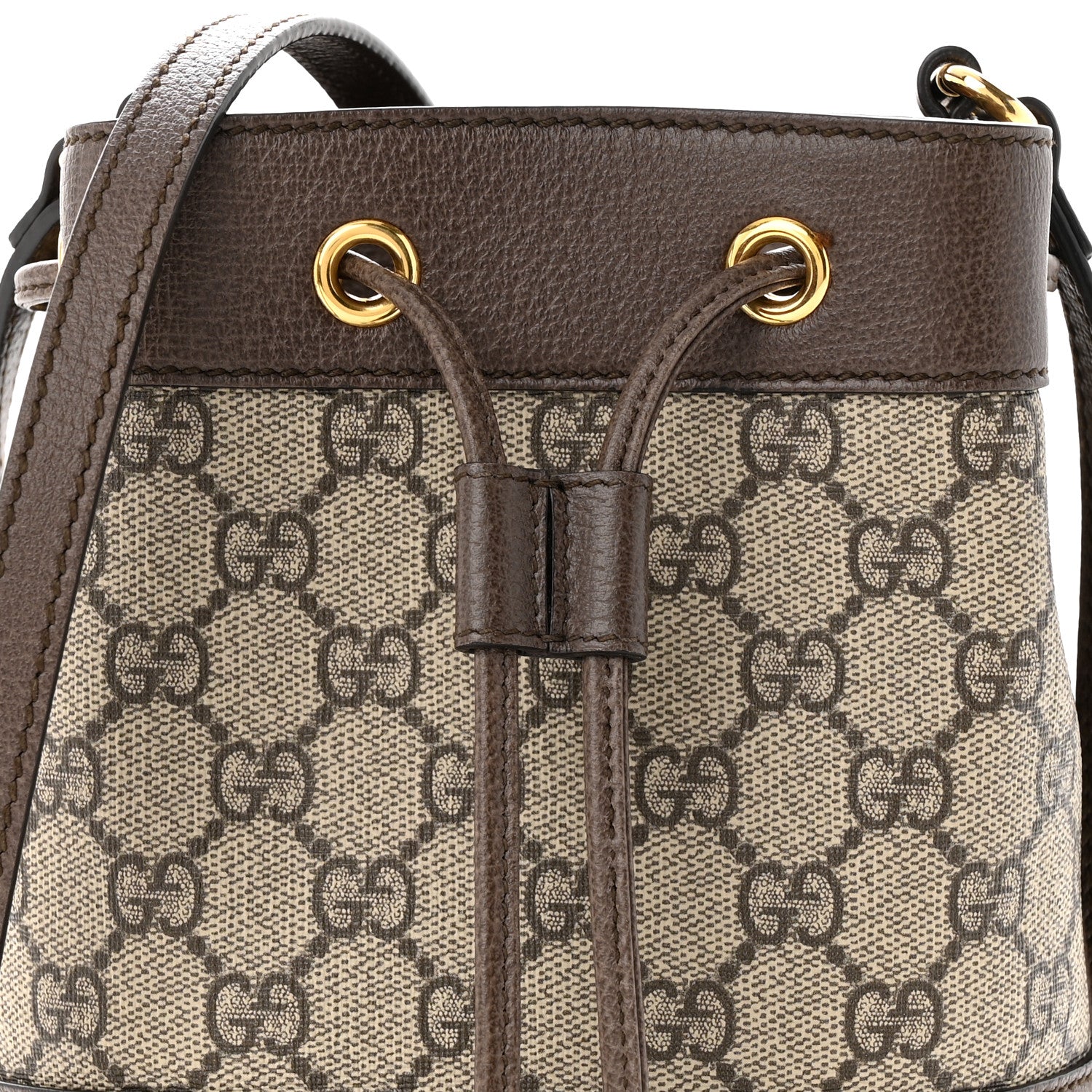 Gucci GG Supreme Monogram Web Mini Ophidia Bucket Bag Brown 8 of 11