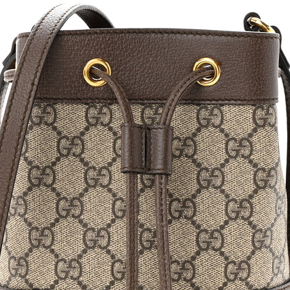 Gucci GG Supreme Monogram Web Mini Ophidia Bucket Bag Brown 8 of 11