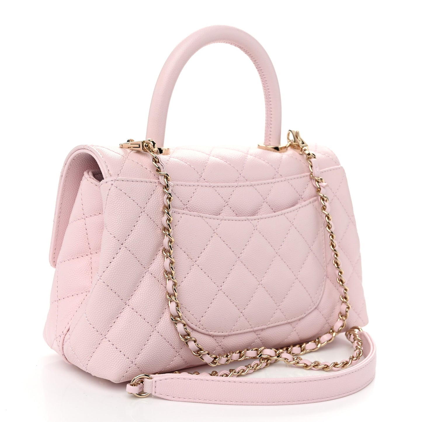 Caviar Quilted Mini Coco Handle Flap Light Pink