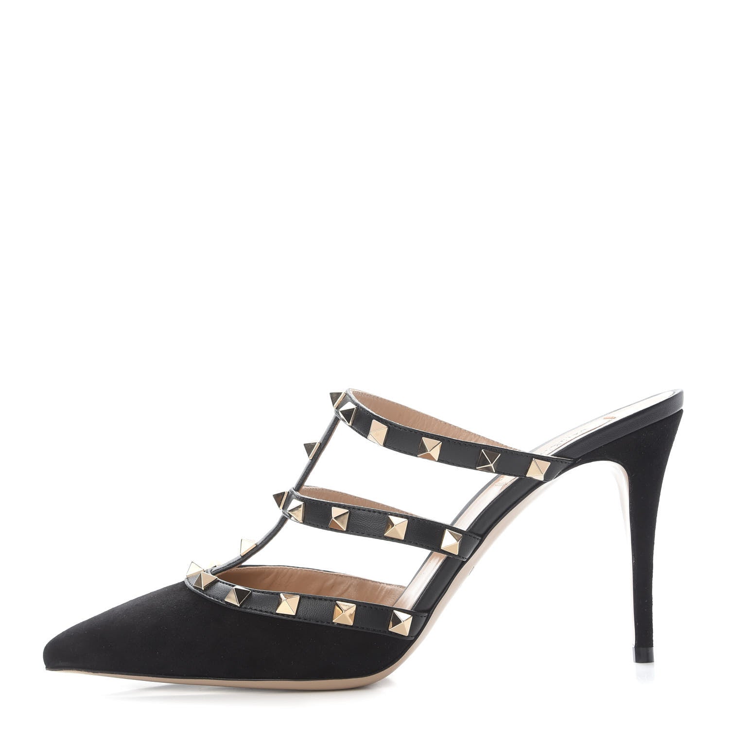 Valentino Garavani Suede Nappa Rockstud 90mm Cage Mules 41 Black 1 of 11