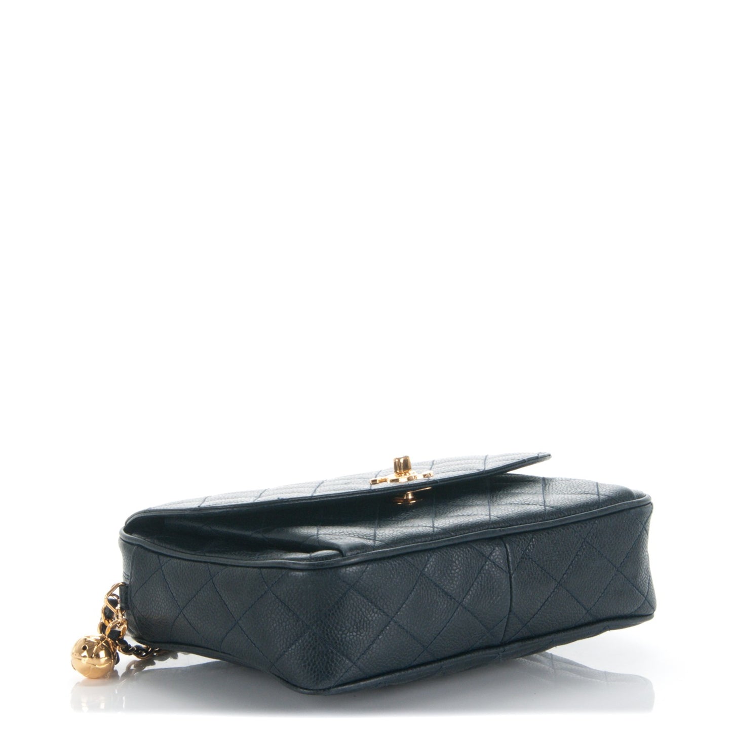Caviar Quilted Flap Camera Case Navy