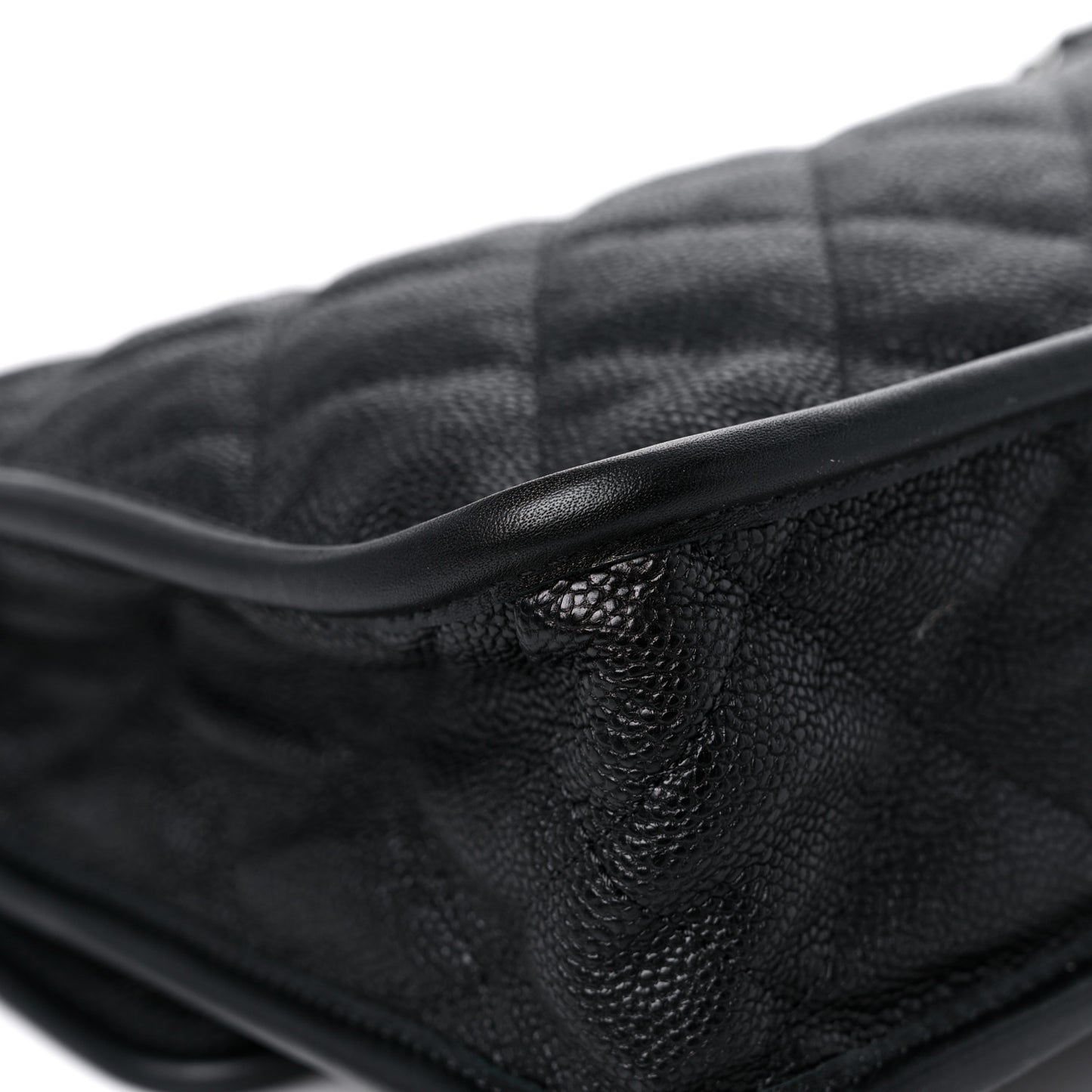 Caviar Quilted Large French Riviera Flap Black