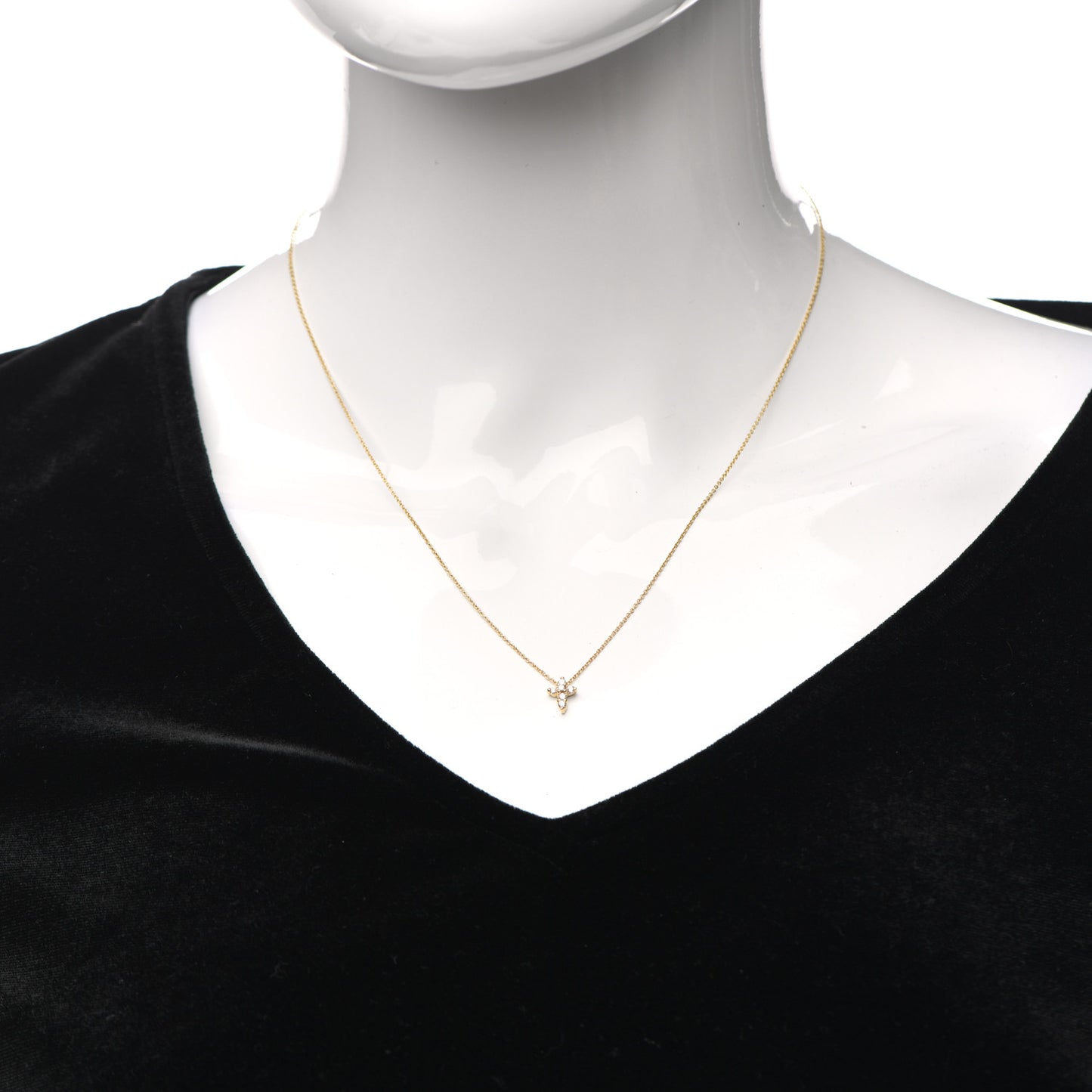 18K Yellow Gold Diamond Tiny Treasures Baby Cross Pendant Necklace