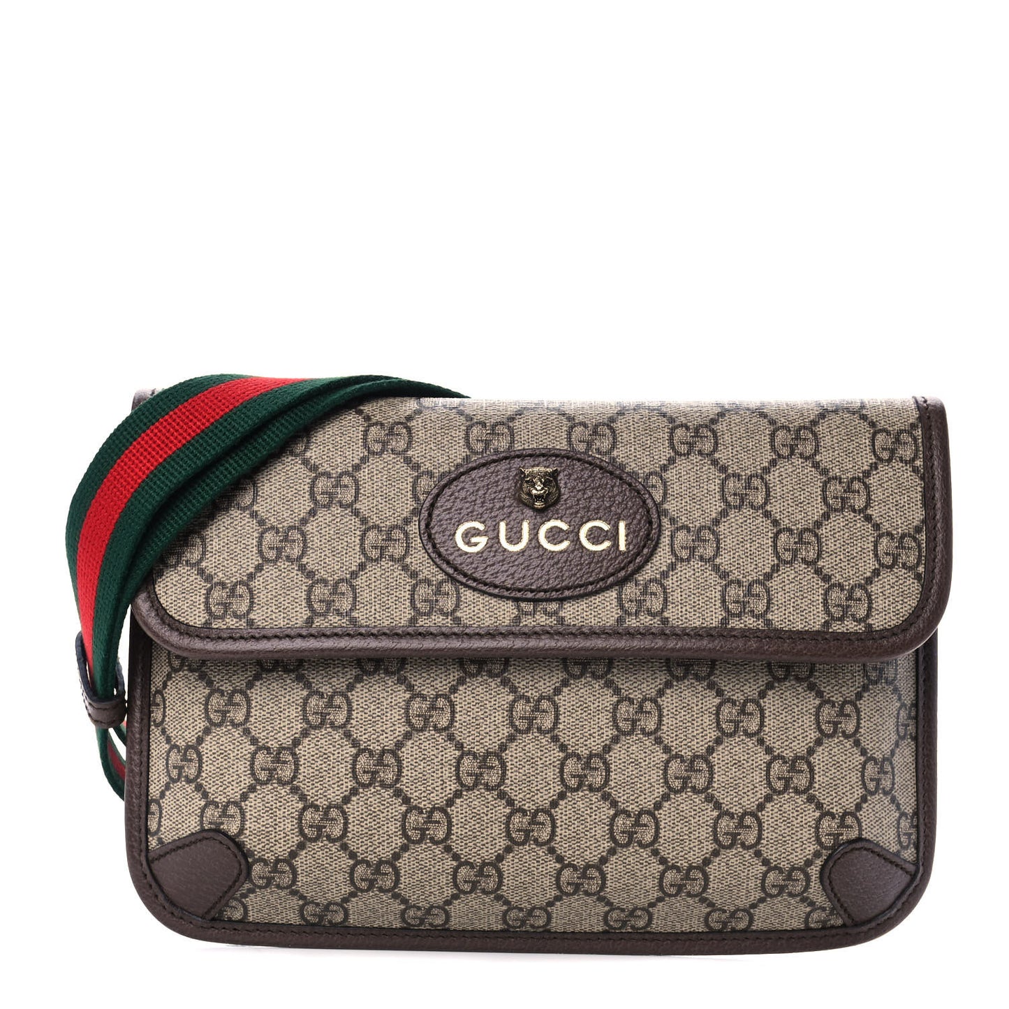 GG Supreme Monogram Neo Vintage Web Belt Bag Brown