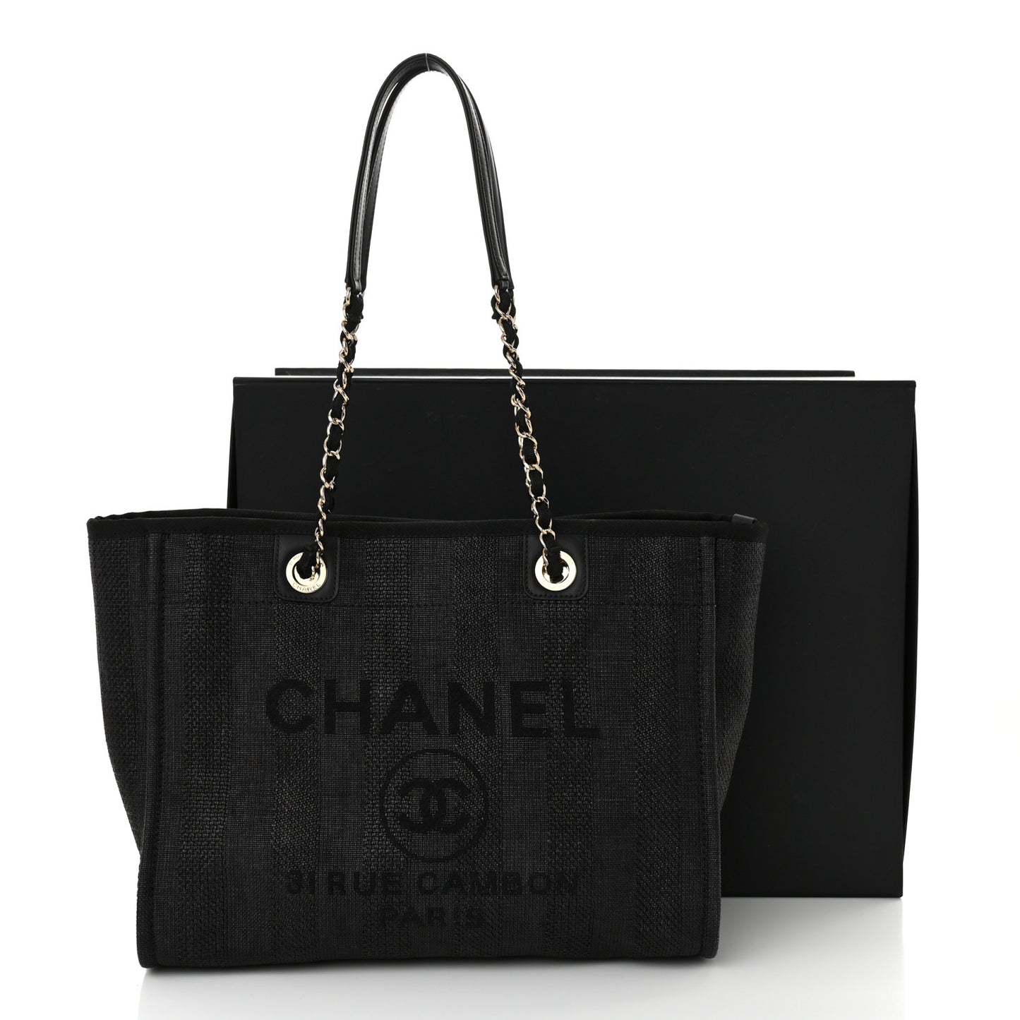 Mixed Fibers Striped Small Deauville Tote Black