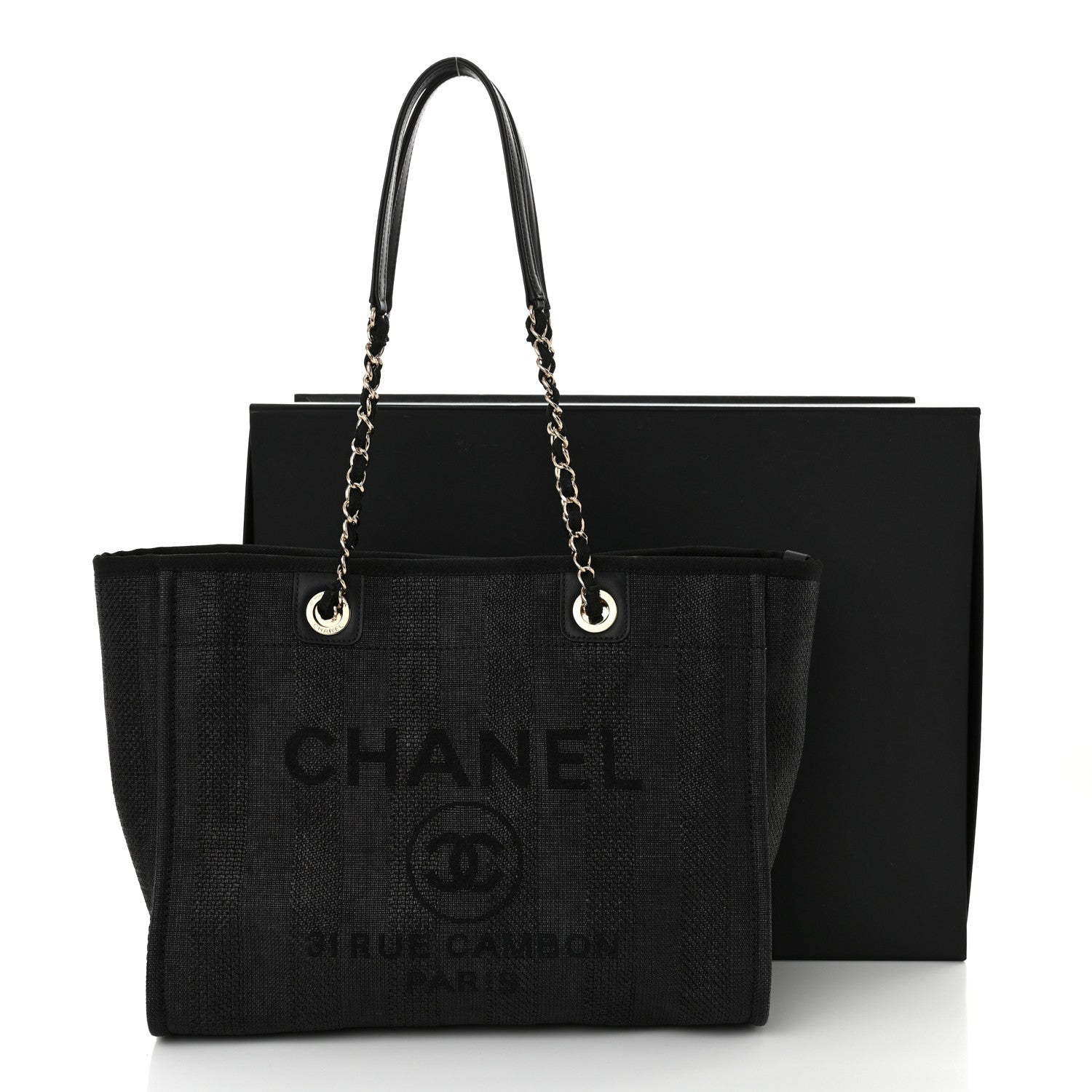 Chanel Mixed Fibers Striped Small Deauville Tote Black 11 of 11